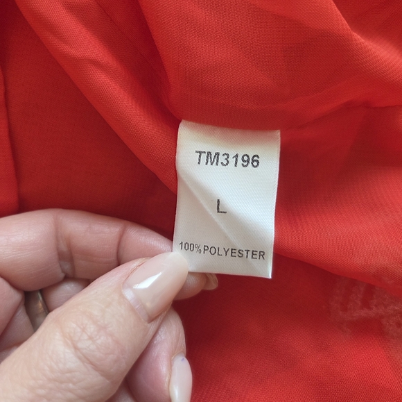 THML Boho Embroidered Vibrant Orange Red Maxi Dress, Spaghetti Straps - Large - Picture 8 of 9